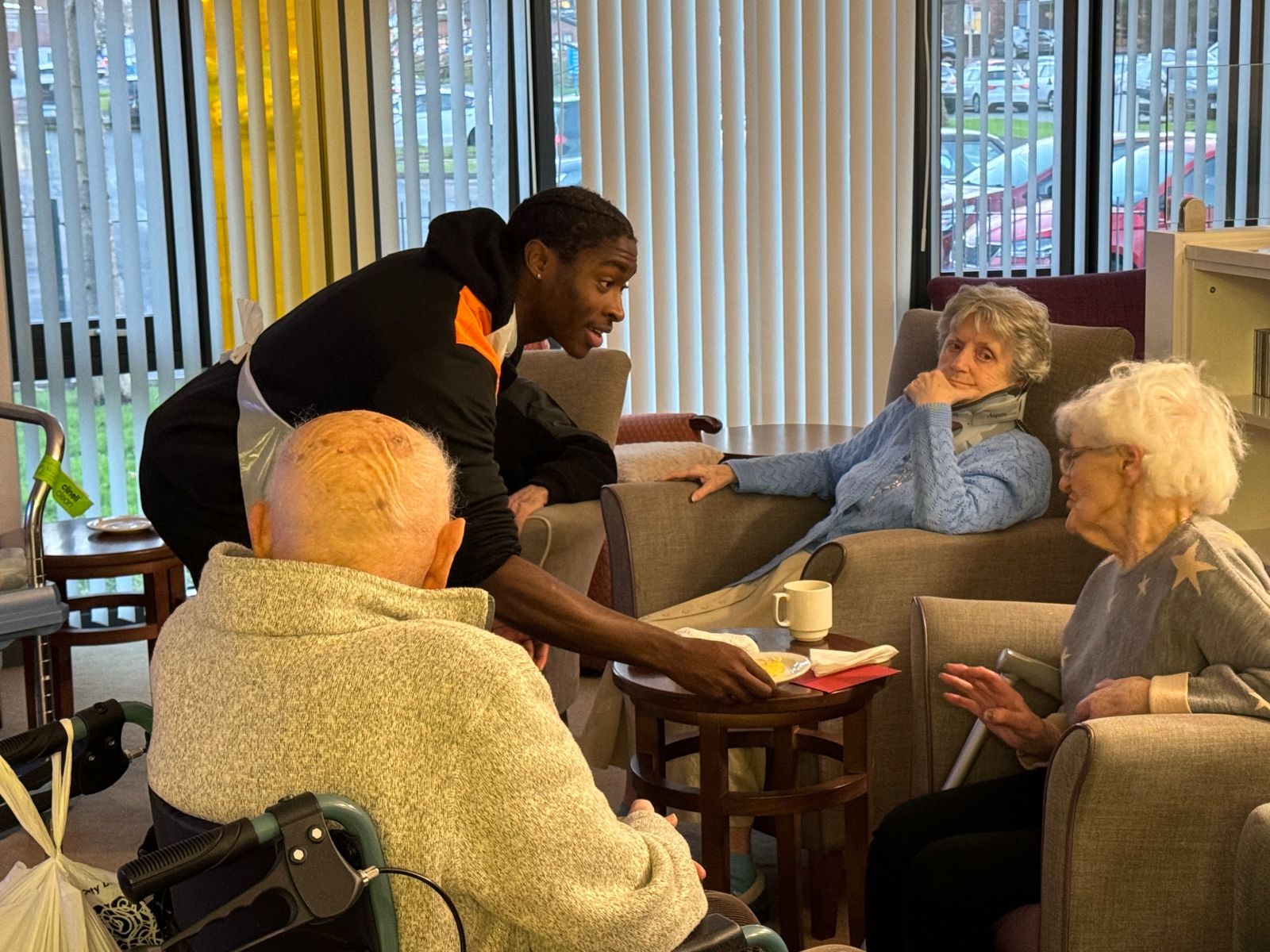 CJ Clarke chatted to residents at Haven Court as he joined in the festivities..jpg